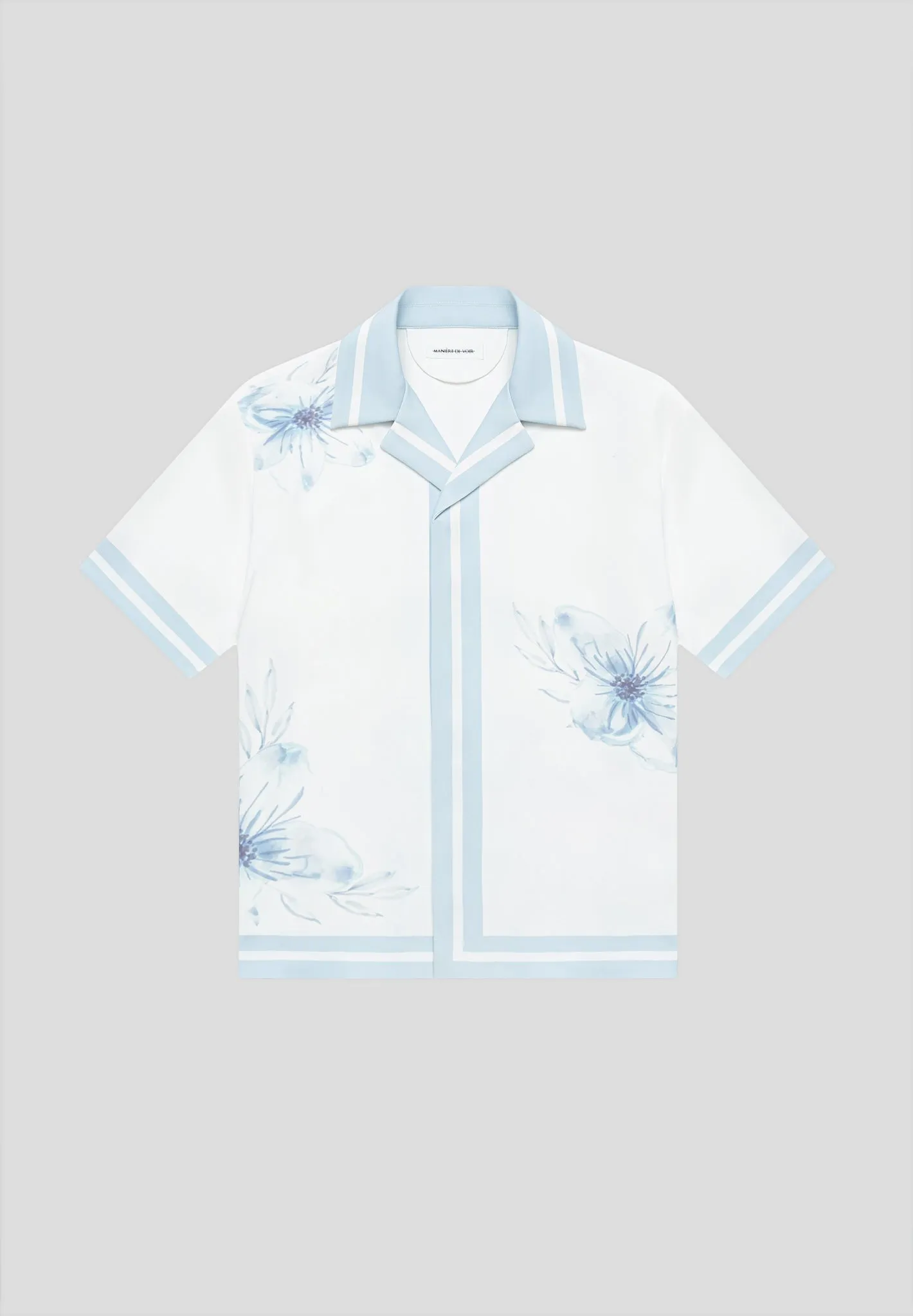 Floral Border Resort Shirt - Blue