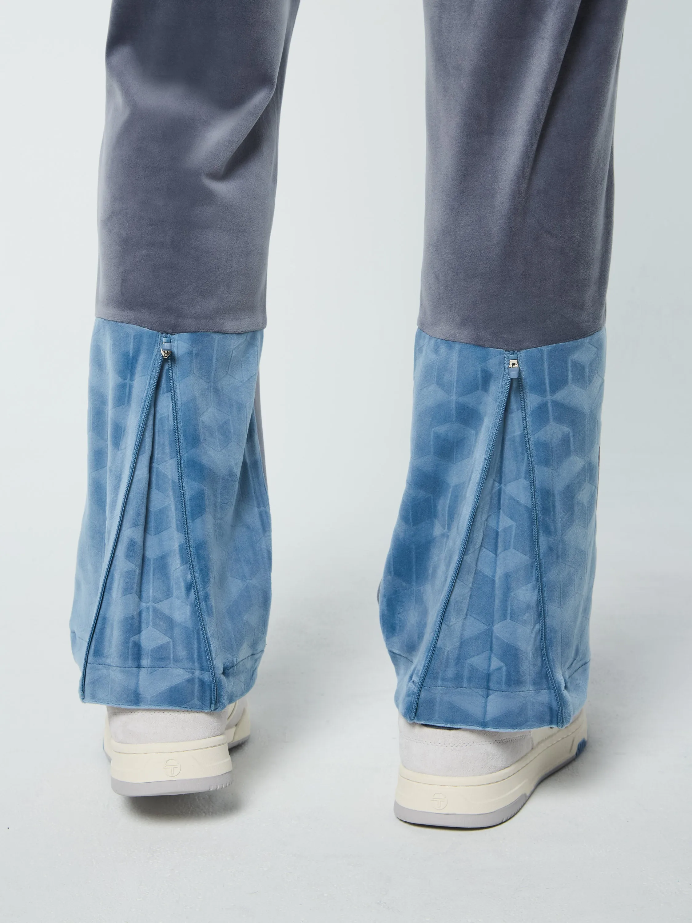 Foggia Velour Debossed Track Pant- Grisaille