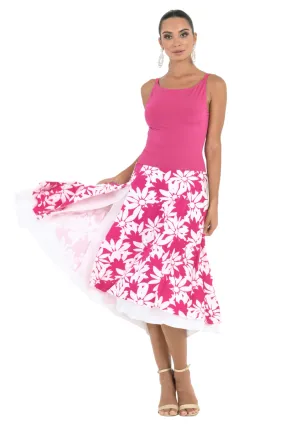 Fuchsia Floral Two-layered Dress