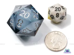 Full Moon Chonk D20 (Winterized) | Liquid-Filled Core Black/Gray Sharp-Edged | 33mm Oversized D20 (1)