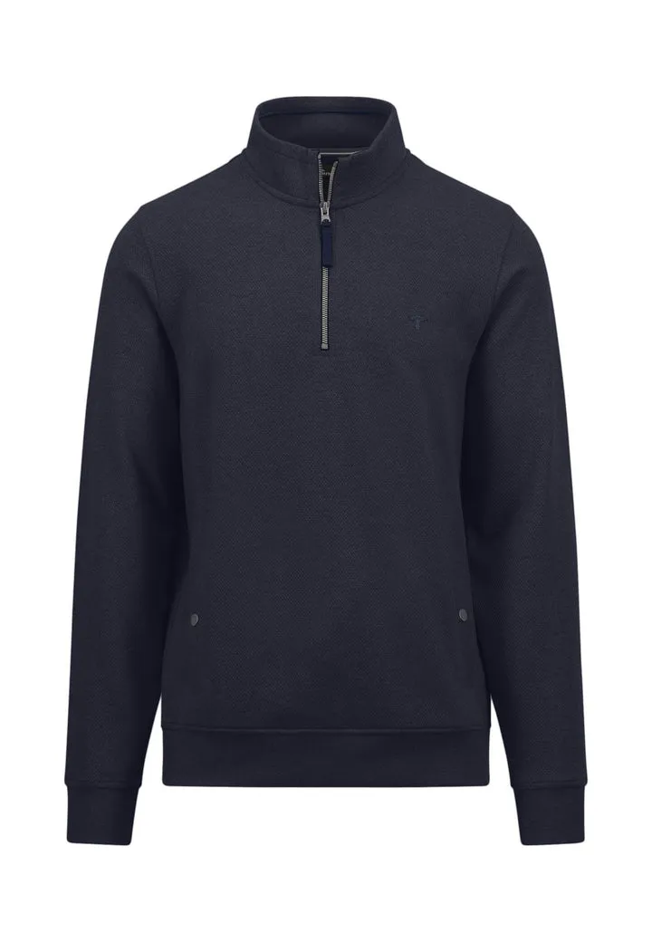 FYNCH HATTON Navy 1/4 Zip Sweatshirt