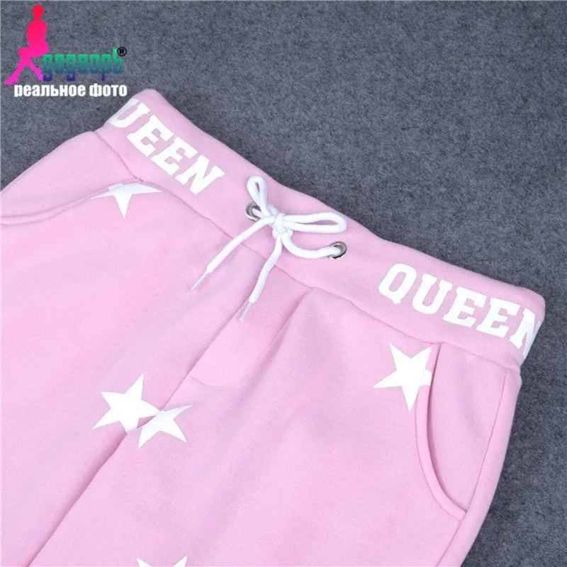 Gagaopt  Winter Trousers for Women Grey Pink Star Dot  Pantalones Mujer Pants Women Harajuku Sweatpants Female Winter Trousers