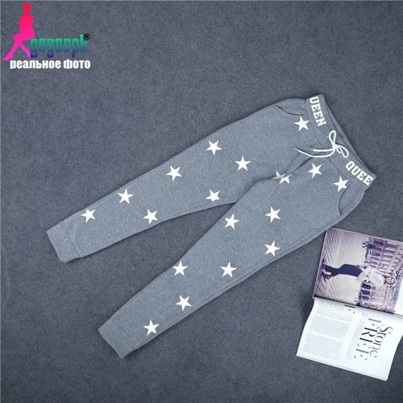 Gagaopt  Winter Trousers for Women Grey Pink Star Dot  Pantalones Mujer Pants Women Harajuku Sweatpants Female Winter Trousers