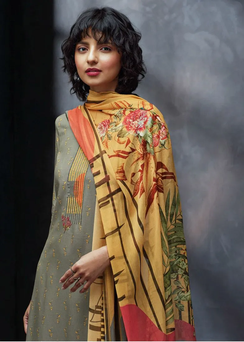 Ganga Woolen Pashmina Winter Suit Dress Materials for Women