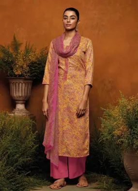 Ganga Yellow Winter Woolen Pashmina Salwar Suit Material for Women