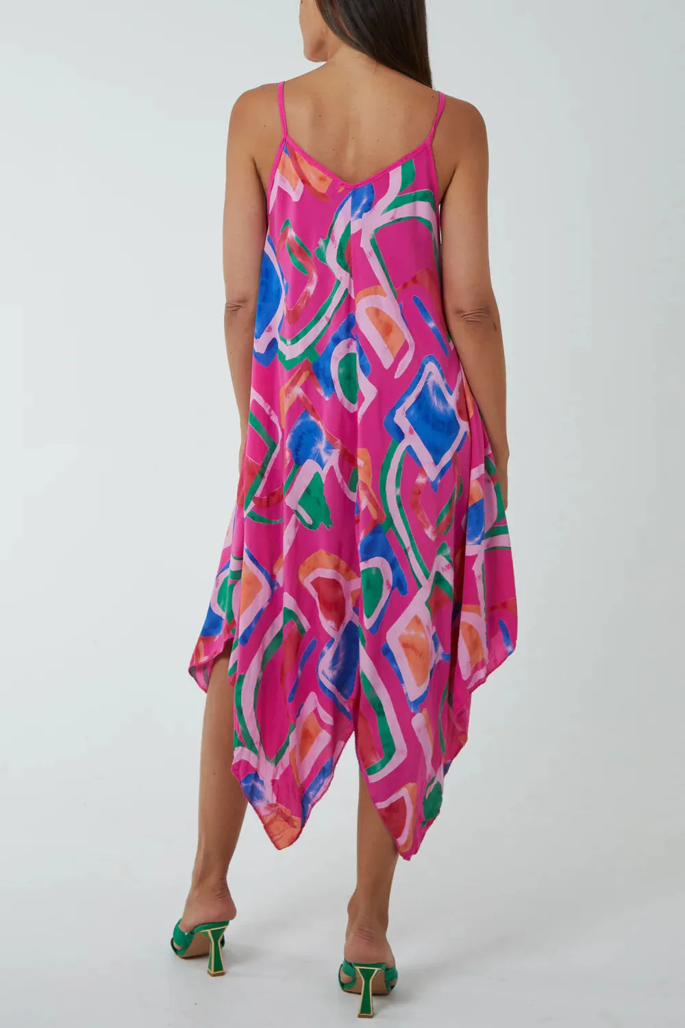 Geometric Print Hanky Hem Cami Dress (4 Colours)