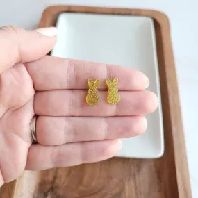 Glitter Bunny Studs - Yellow