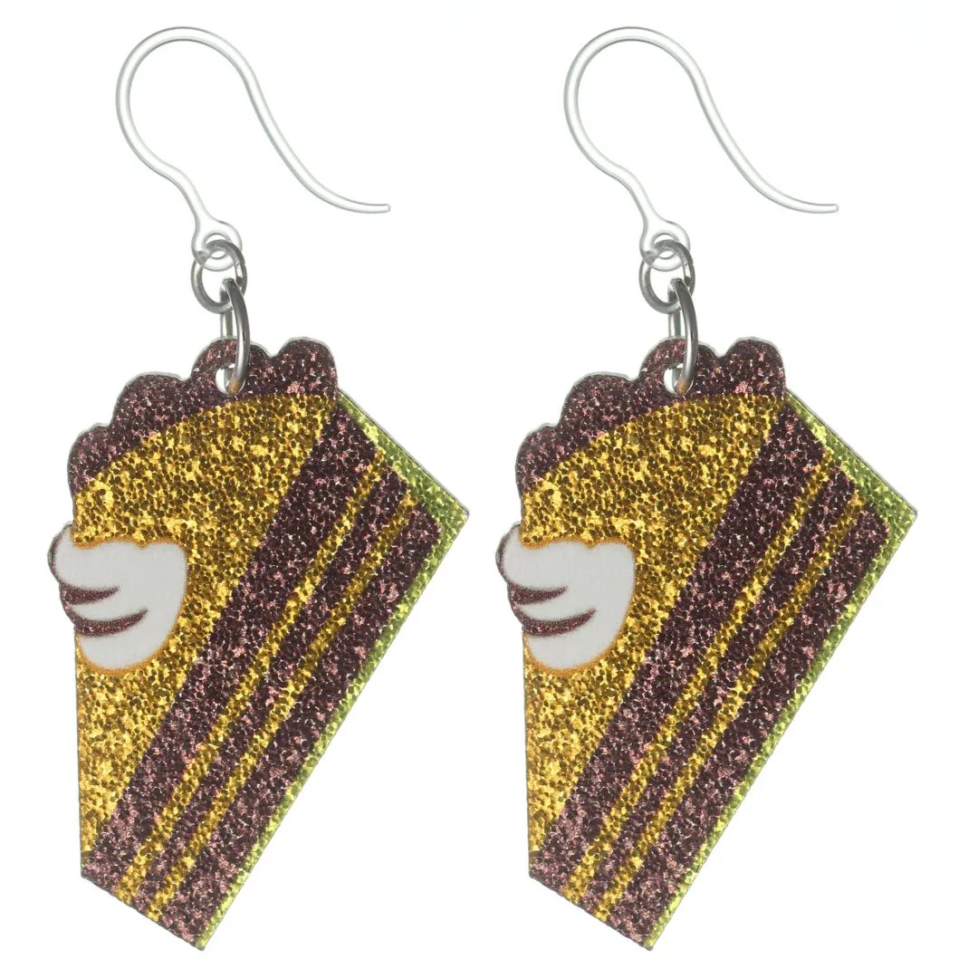 Glitter Pumpkin Pie Earrings Dangles Hypoallergenic Earrings for Sensitive Ears Made with Plastic Posts