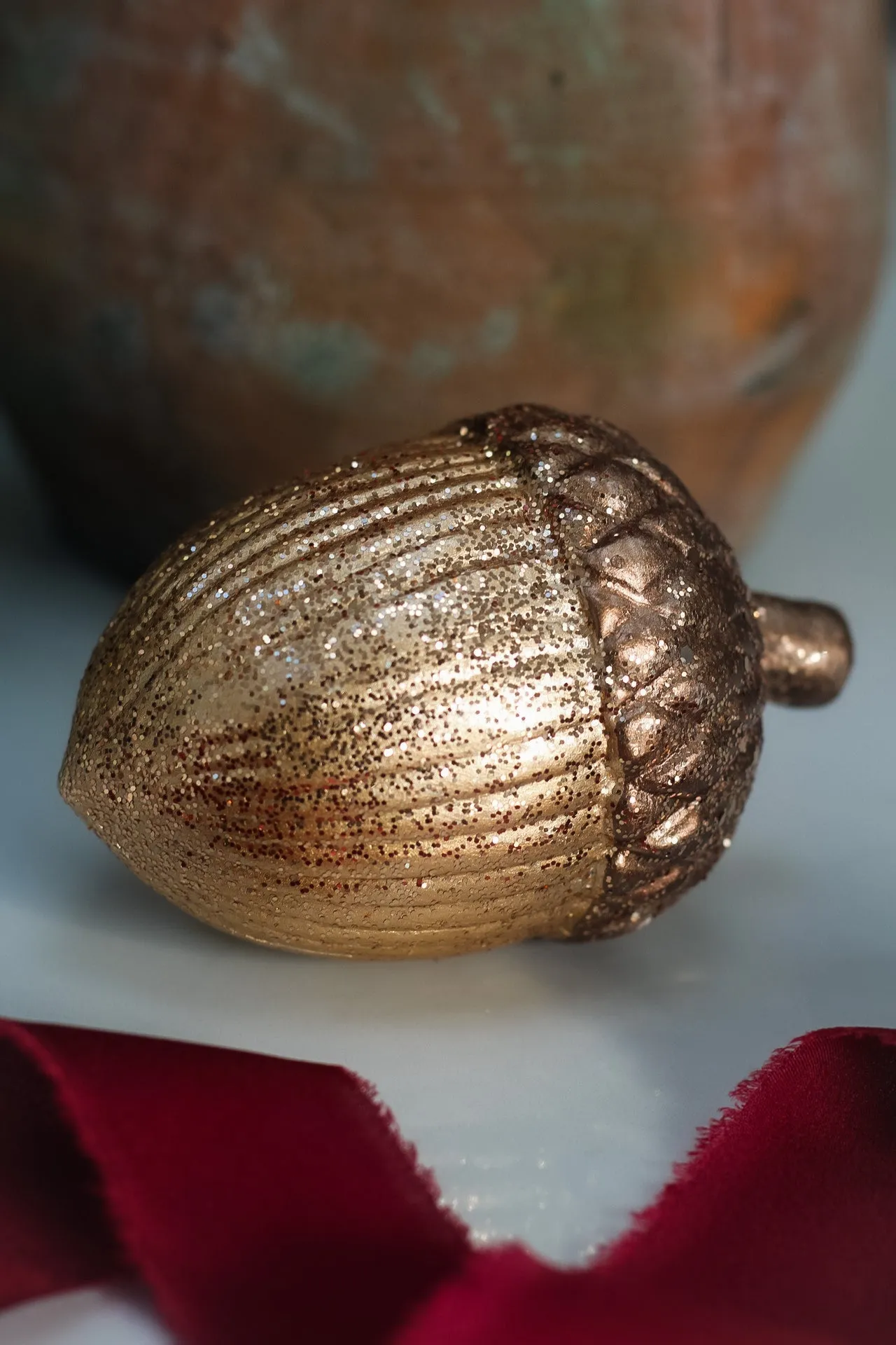 Gold Glitter Acorn Ornament