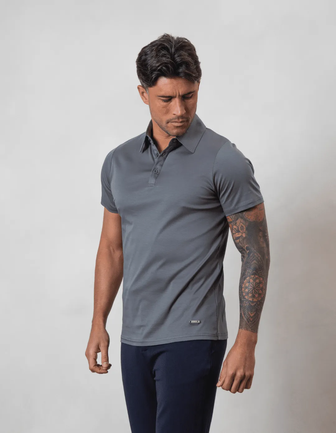 Grey Mercerised Polo