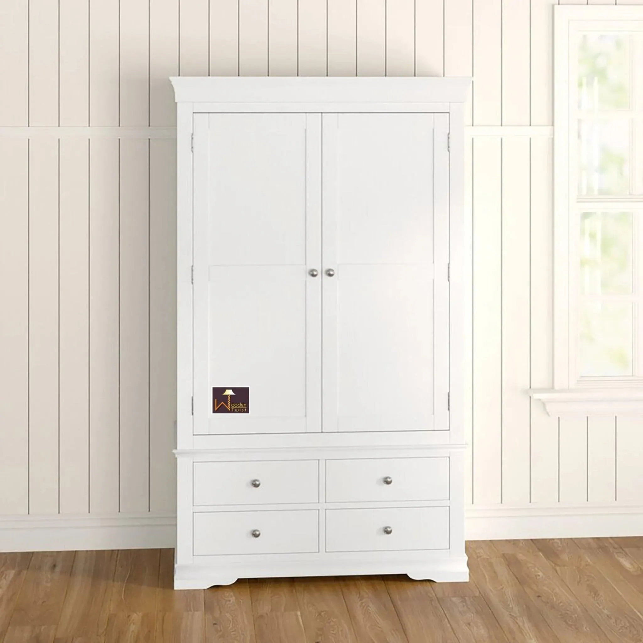 Handicraft Wooden 2 Door Wardrobe (White)