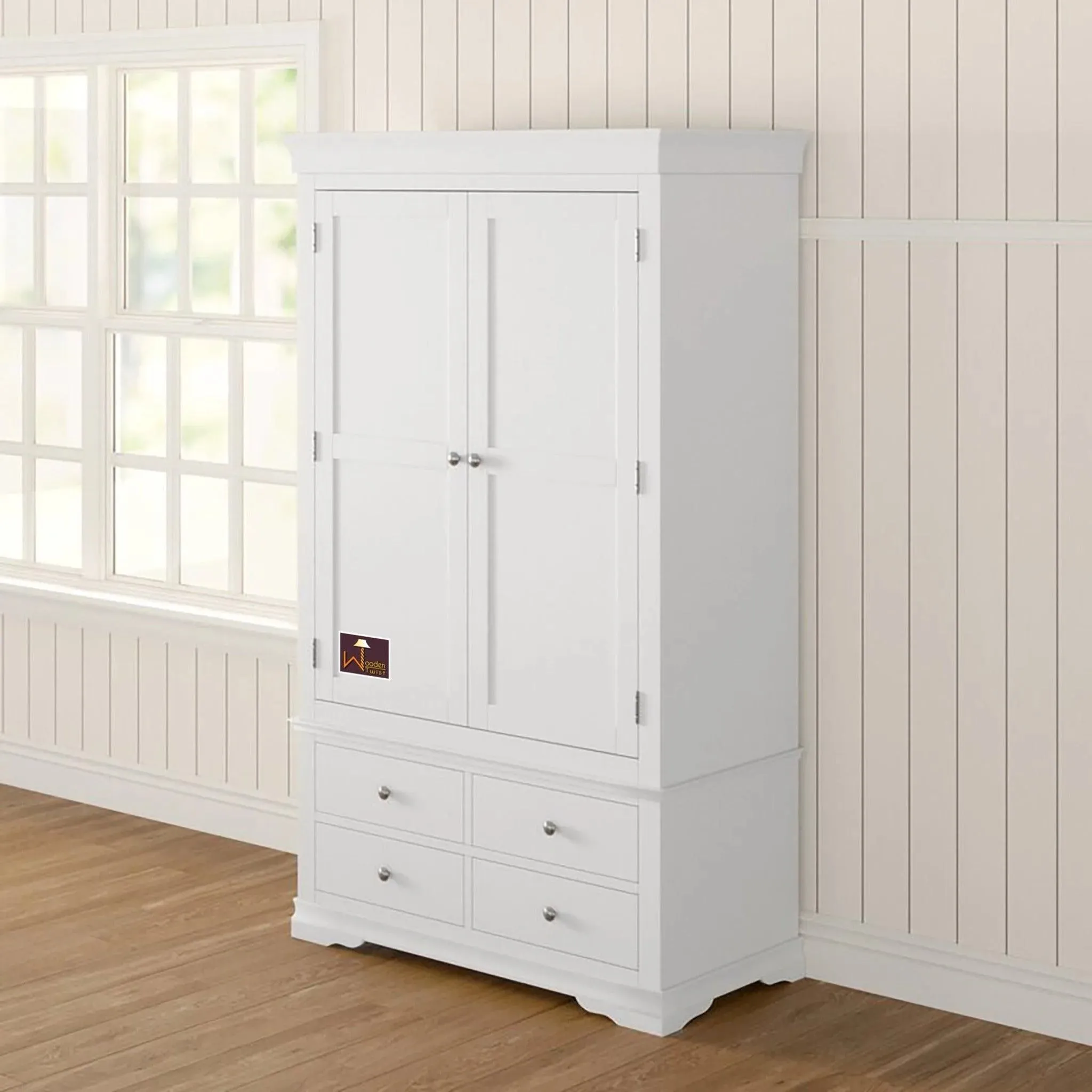 Handicraft Wooden 2 Door Wardrobe (White)