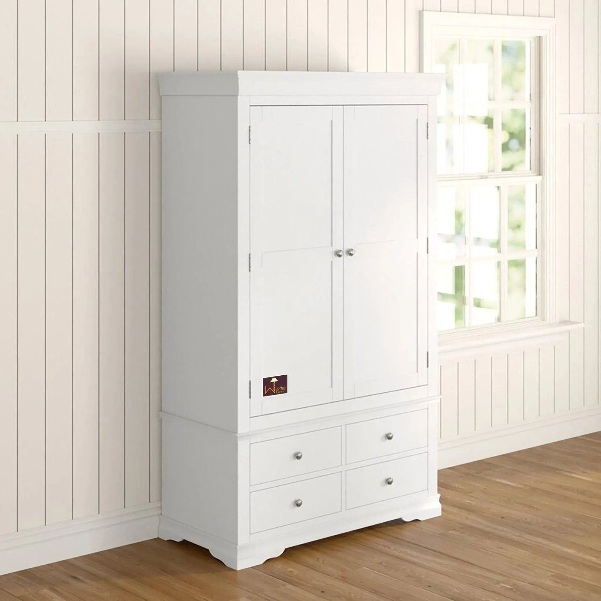 Handicraft Wooden 2 Door Wardrobe (White)