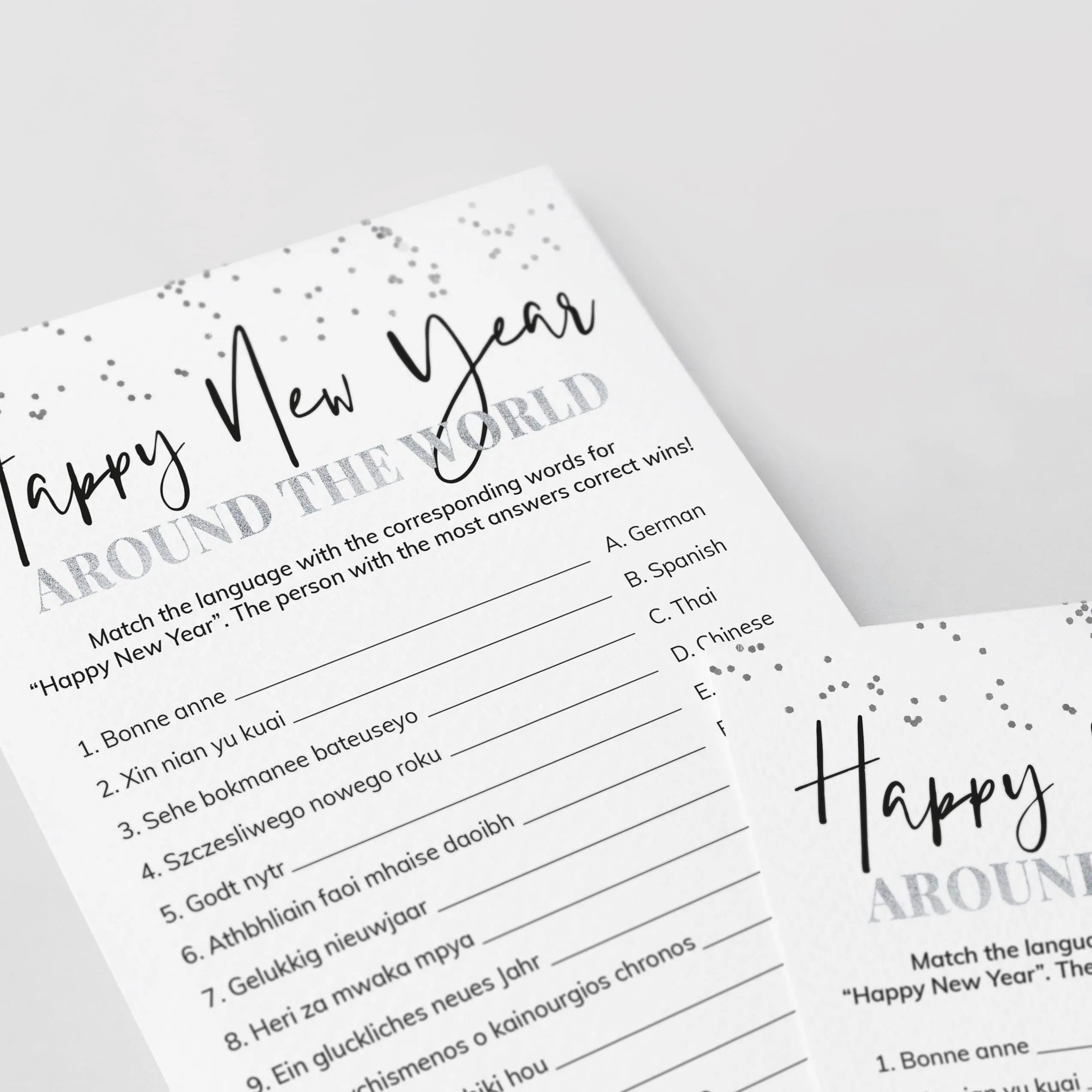 Happy New Year Language Game With Answer Key Printable