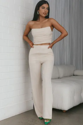 Hepburn High Waist Wide Leg Pants Nude