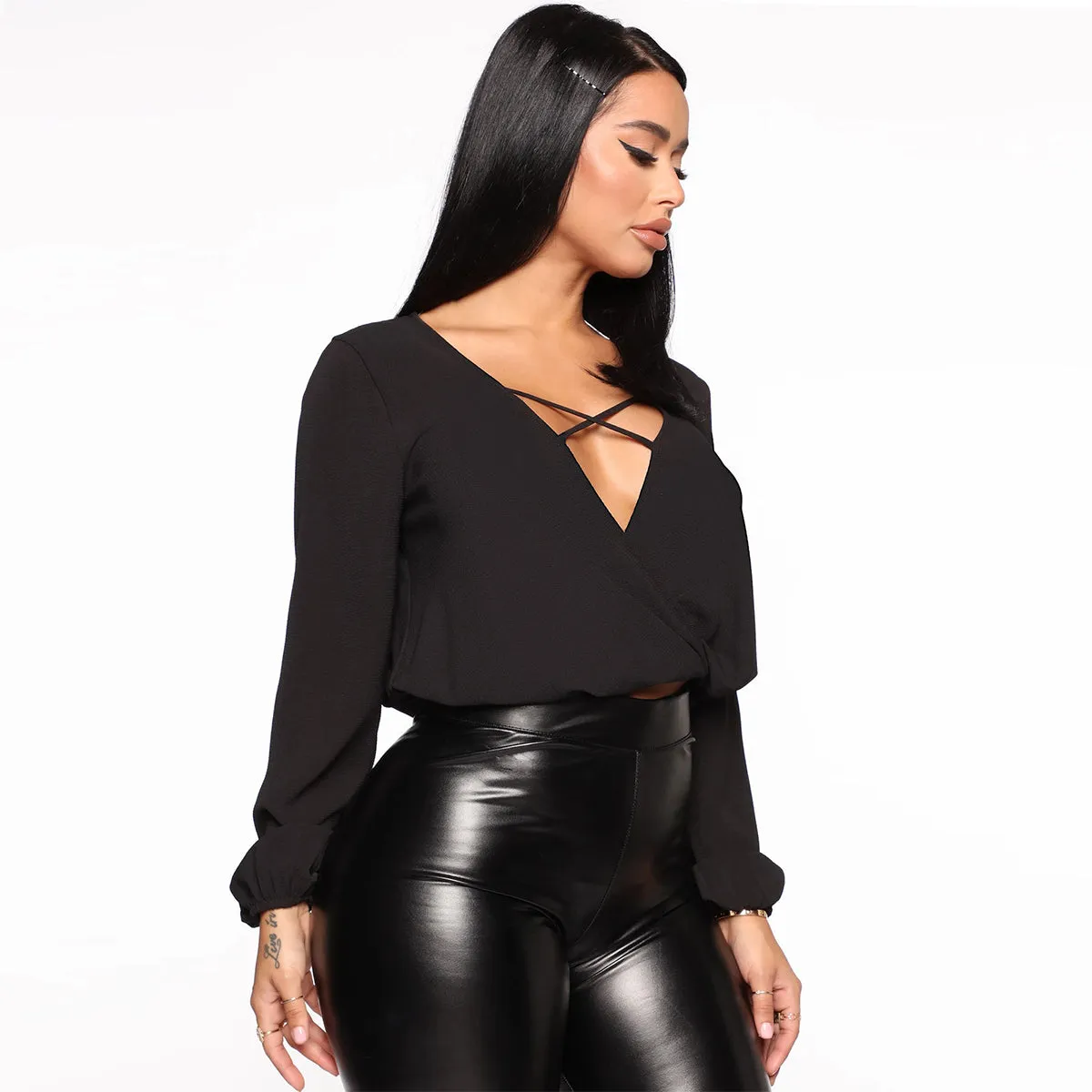 High Waist Black Summer PU Leather Pants