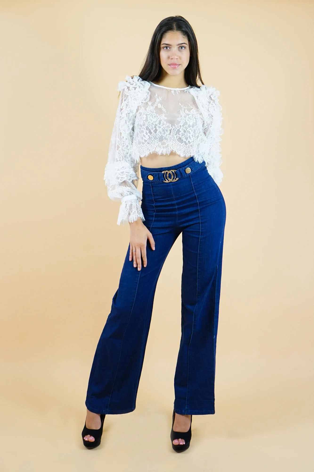 High Waist dark Denim Pants