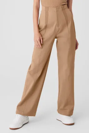 High-Waist On Point Moto Trouser - Toasted Almond