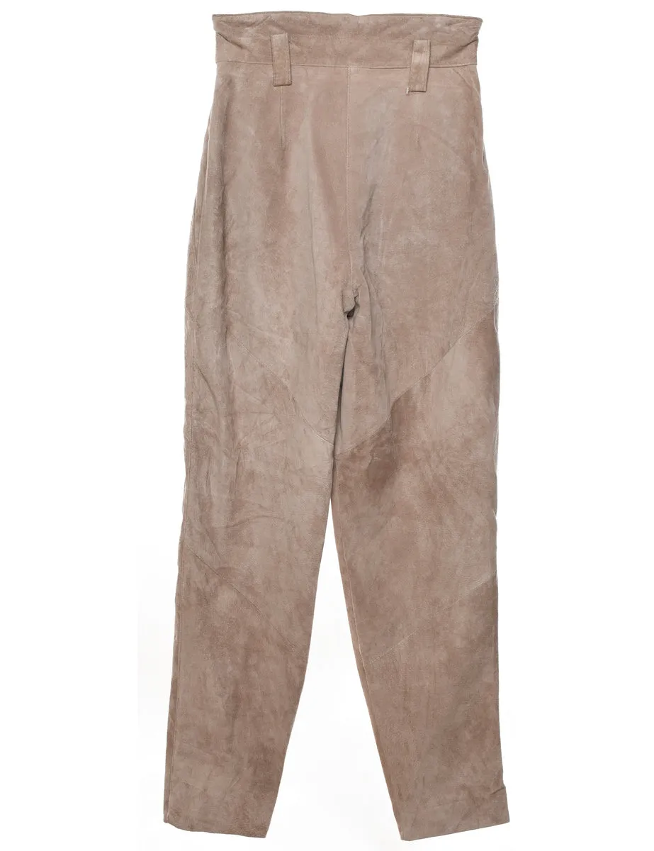 High Waist Tapered Suede Trousers - W26 L29