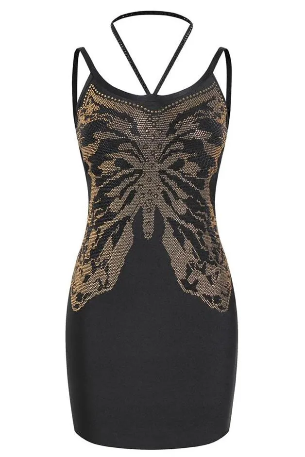 Jessica Bara Augusta Butterfly Beaded Mini Dress