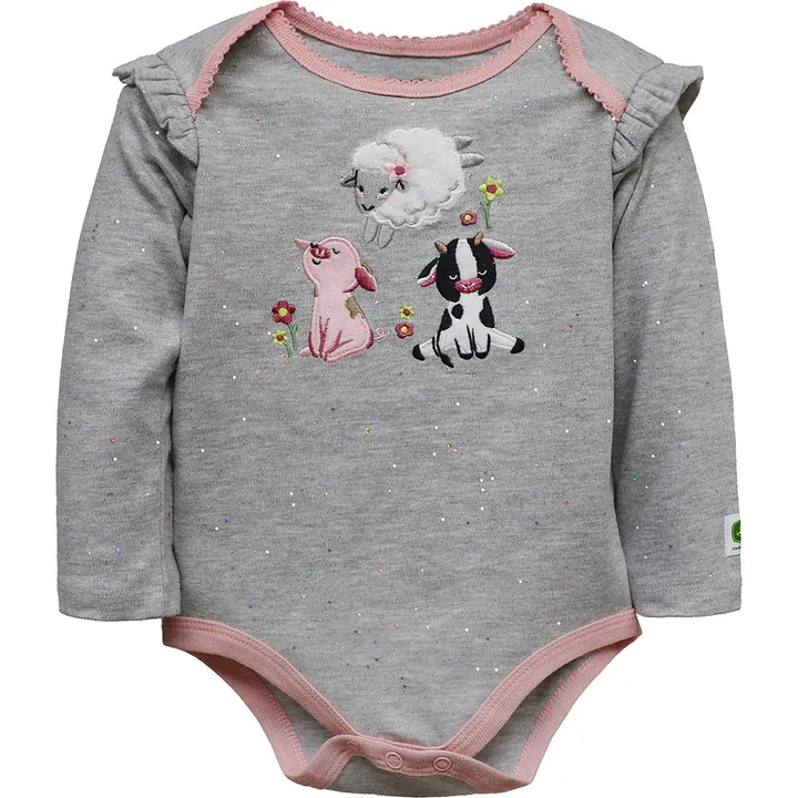 John Deere Kid's Grey Farm Friends Bodyshirt