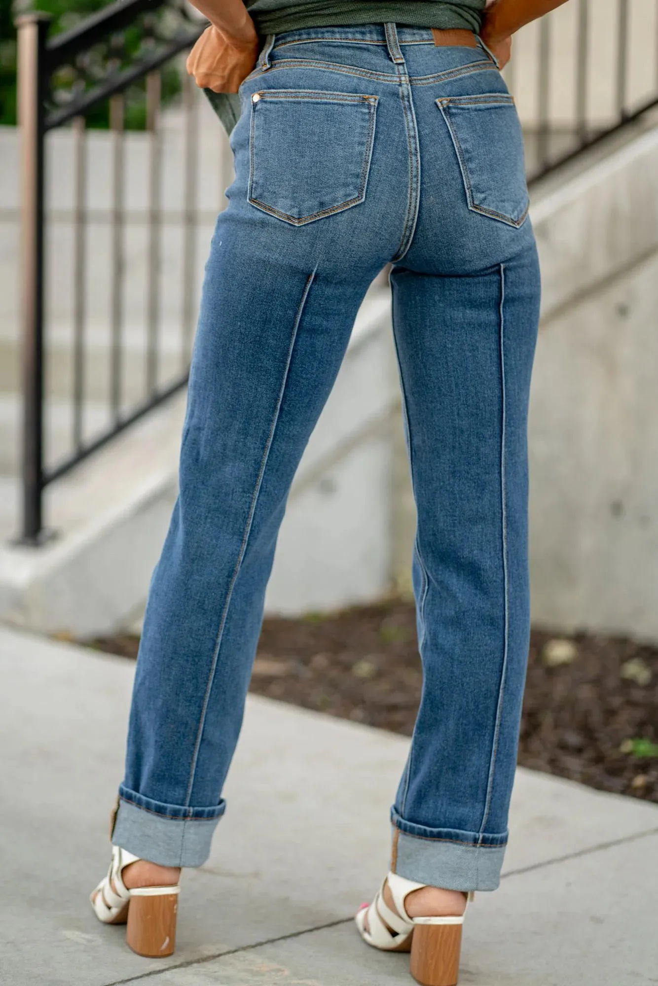 Judy Blue Cuffed Straight Jeans