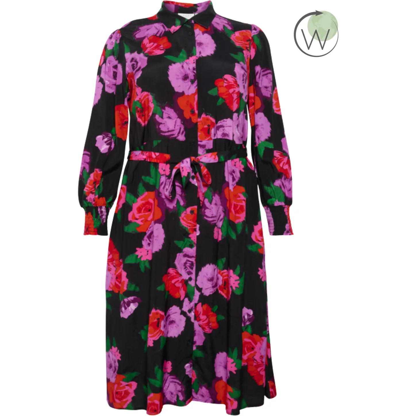 Kaffe Florisa Shirt Dress in Black Floral