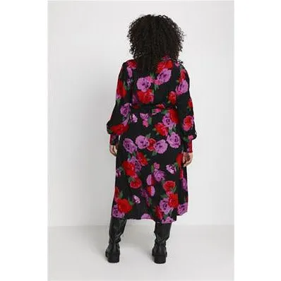 Kaffe Florisa Shirt Dress in Black Floral