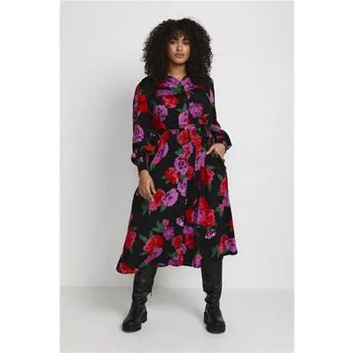 Kaffe Florisa Shirt Dress in Black Floral