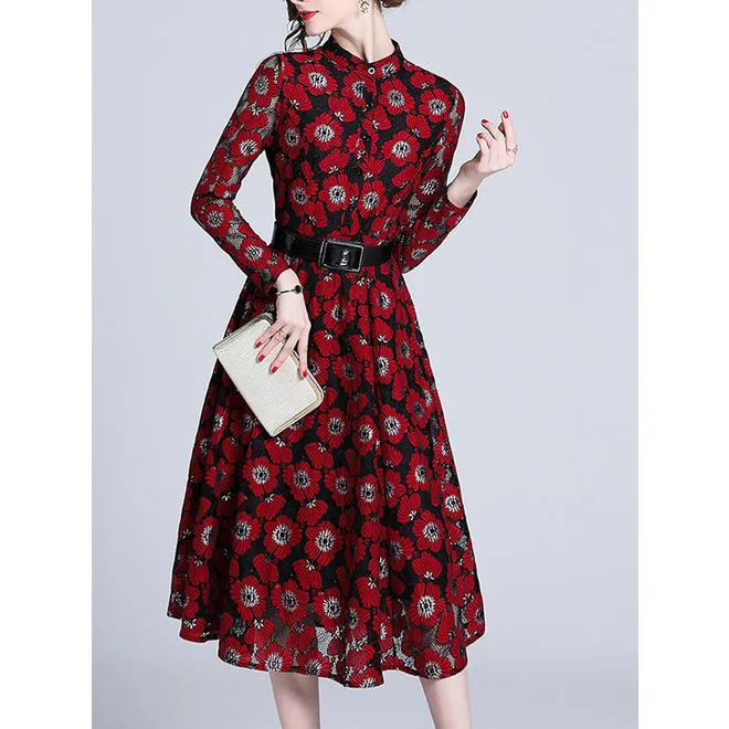 Ketty More Women Half Sleeve Beautiful Flower Printed Thin Mid Length Breathable Dress-KMWDC5347