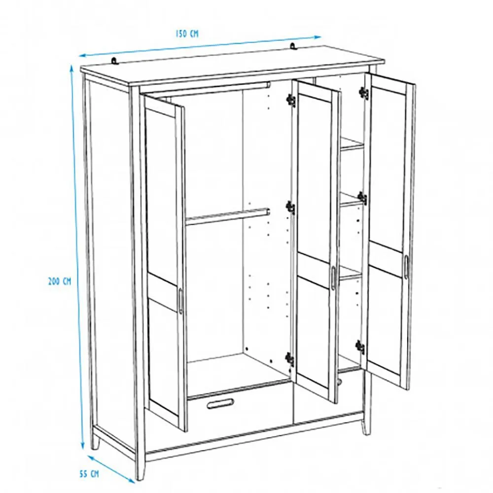 Kidz Beds San Pedro 3 Door Wardrobe