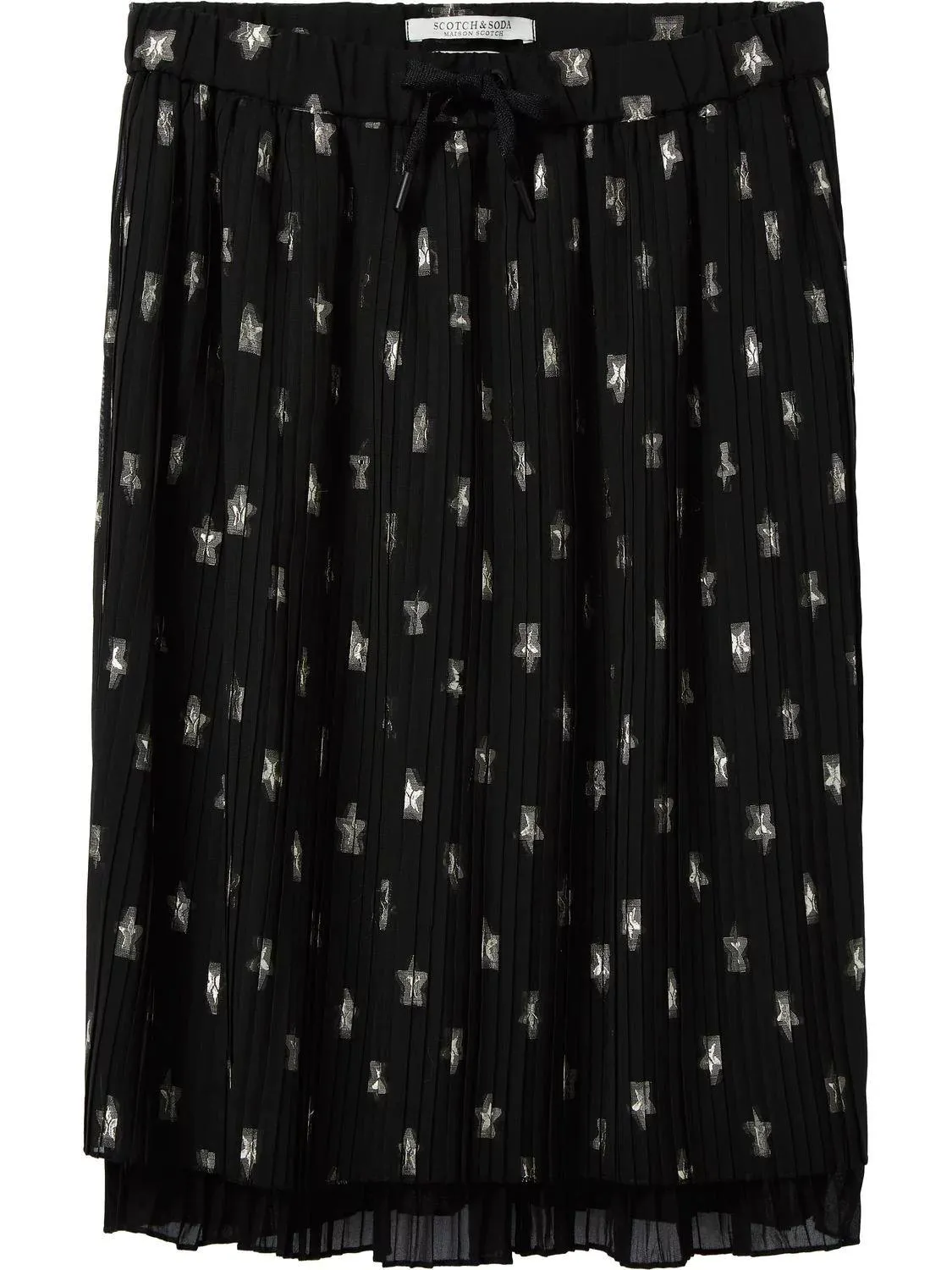 knee length pleated skirt (black/silver)