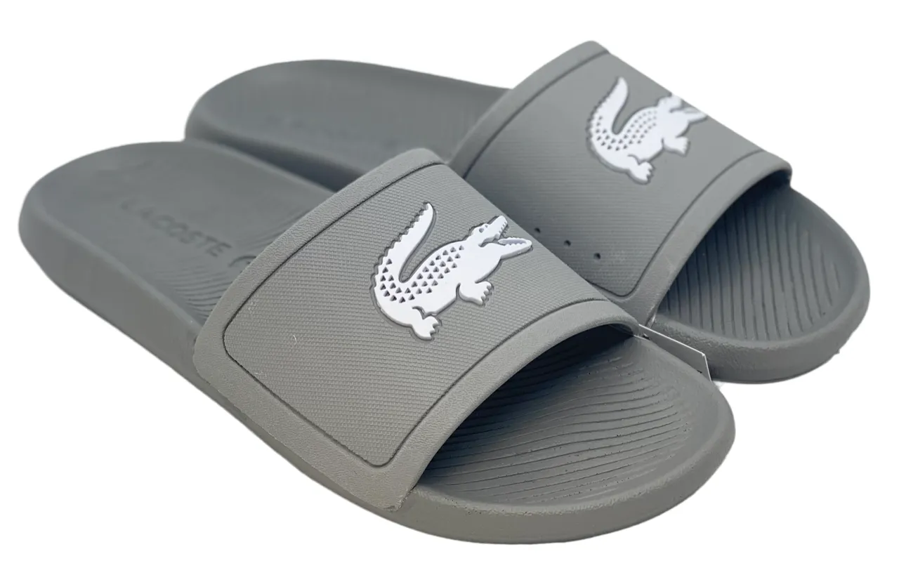 Lacoste Mens Croco Rubber Slides - Grey / White - 7-42CMA003425Y