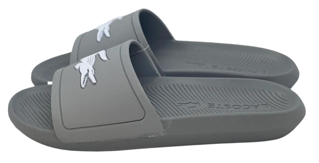 Lacoste Mens Croco Rubber Slides - Grey / White - 7-42CMA003425Y