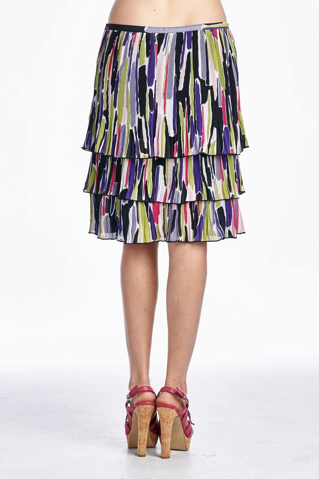 Larry Levine Layered Pleated Skirt