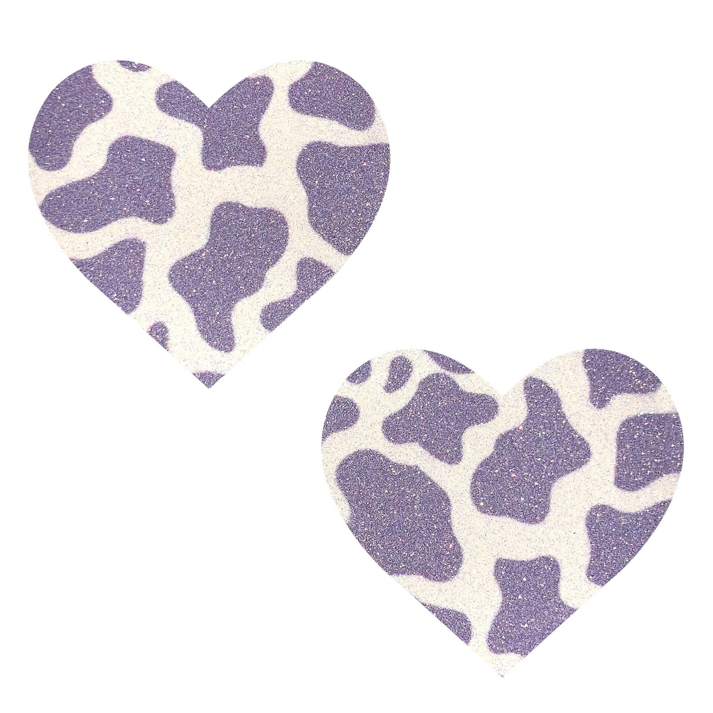 Lavender Milk Cow Print Heart Pasties