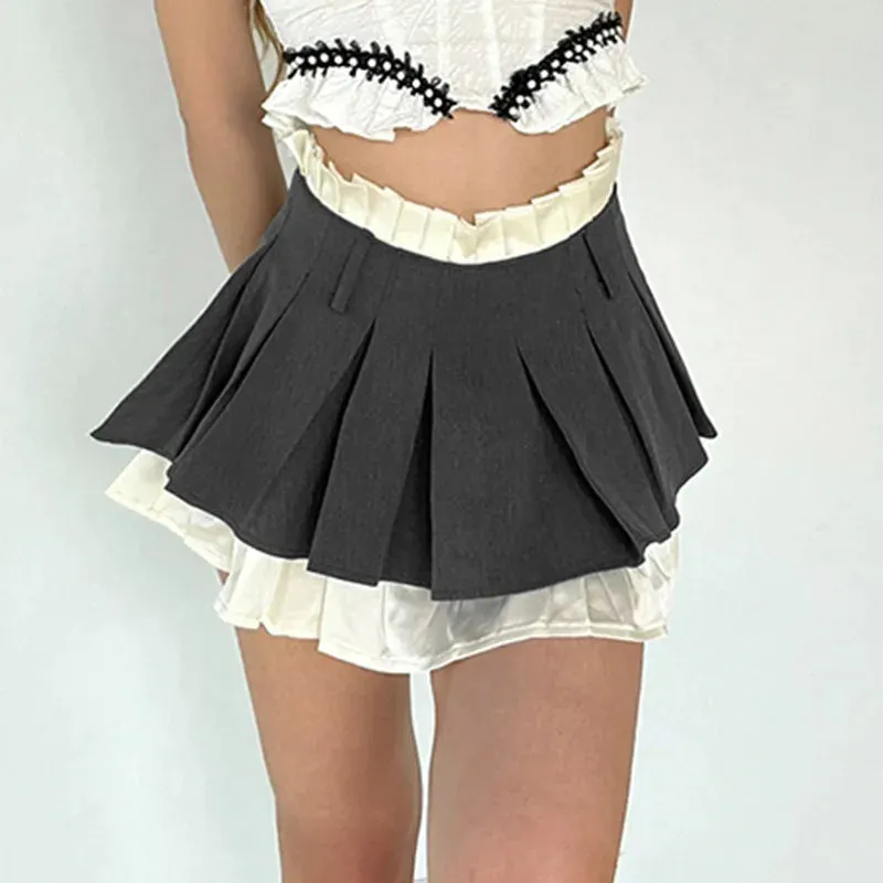 Layered High-Waisted Stylish Mini Skirt