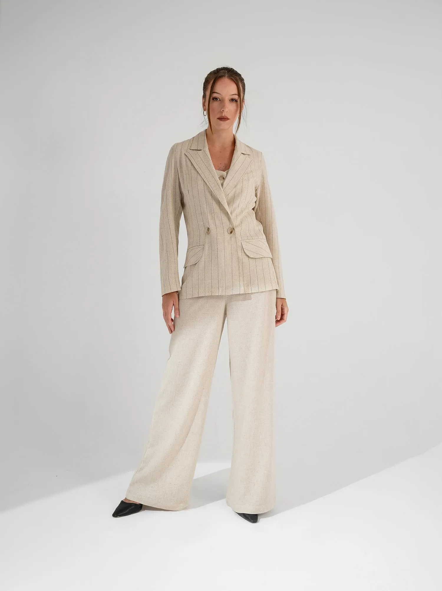 Linen Suit High Waist Pants - KC Shop