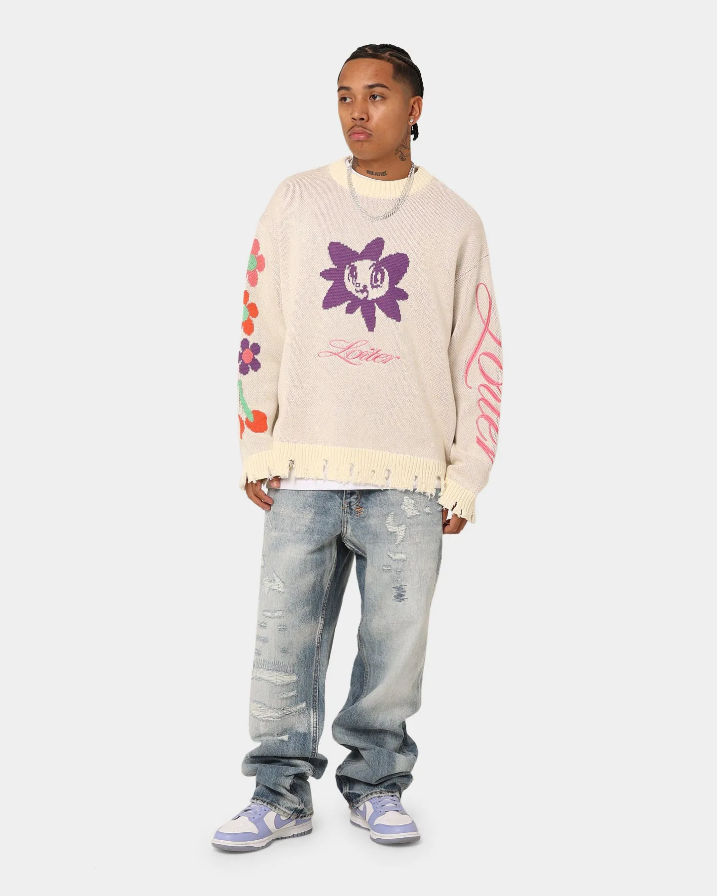 Loiter Flower Boi Knit Sweater Off White