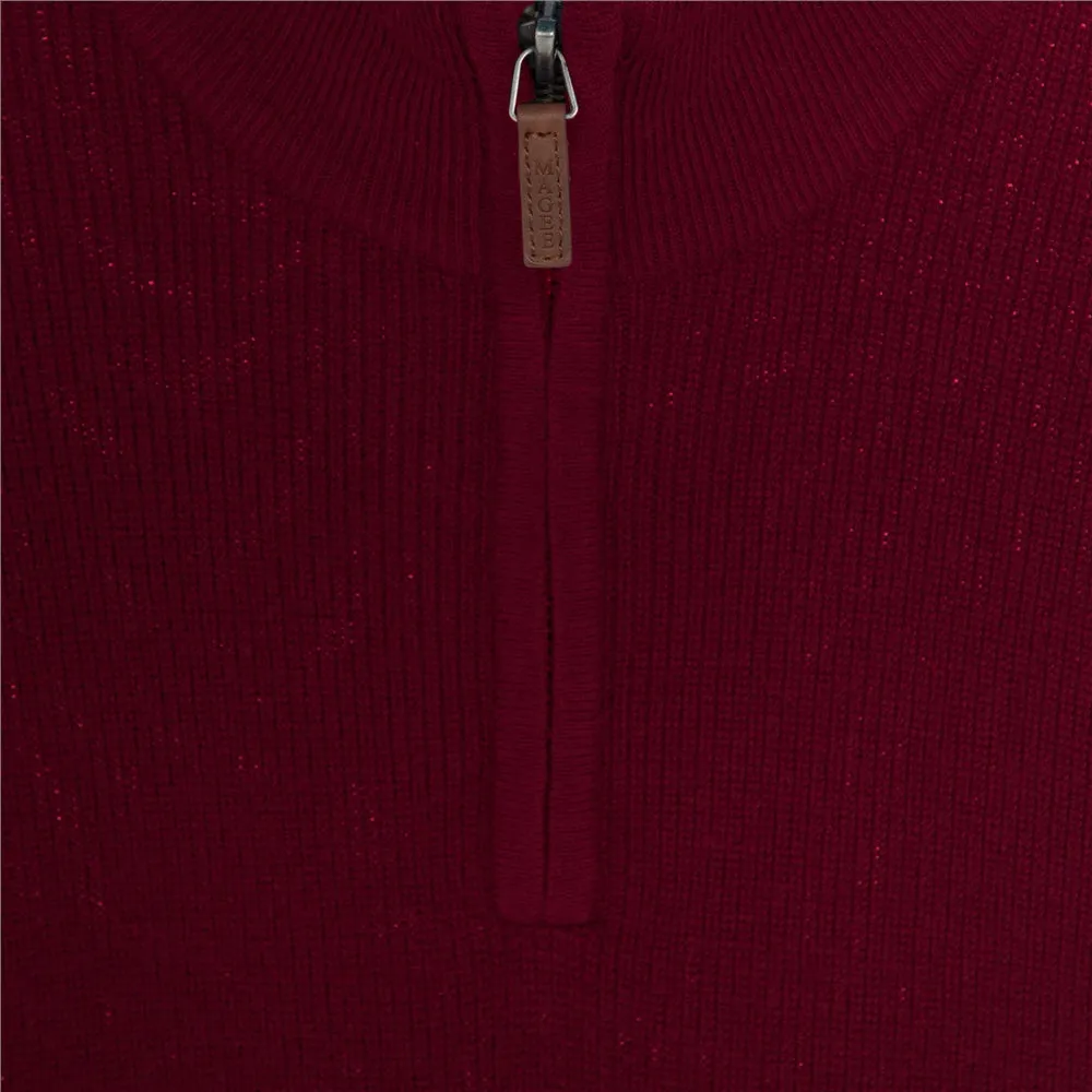 Magee - Gweedore Knitwear 1/4 Zip, Wine Red