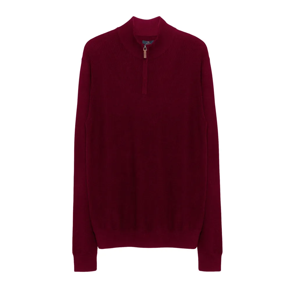 Magee - Gweedore Knitwear 1/4 Zip, Wine Red