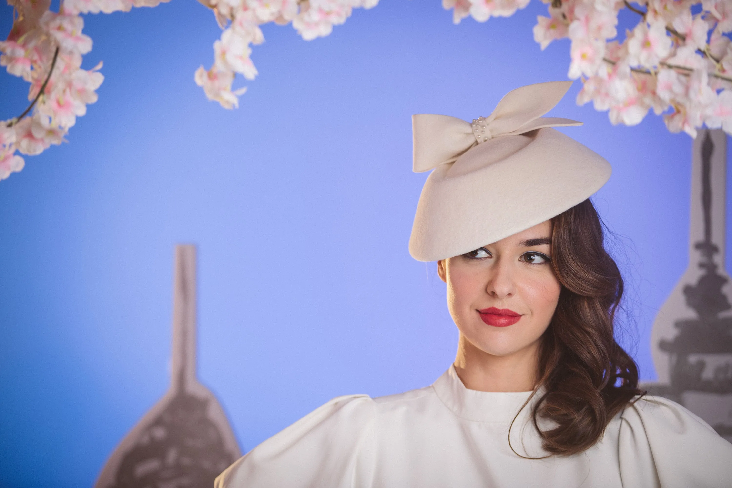 Mathilde: Vintage 1950s Felt Bridal Hat with Bow