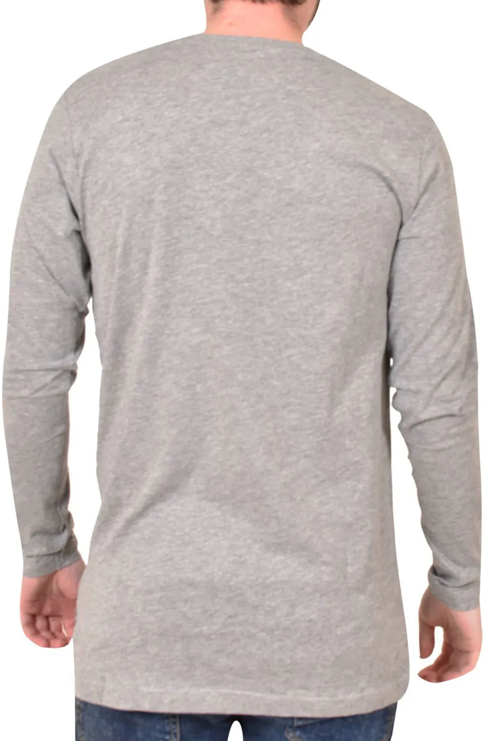 Men Double Zip Crew Neck Long Sleeve Shirts - S/M