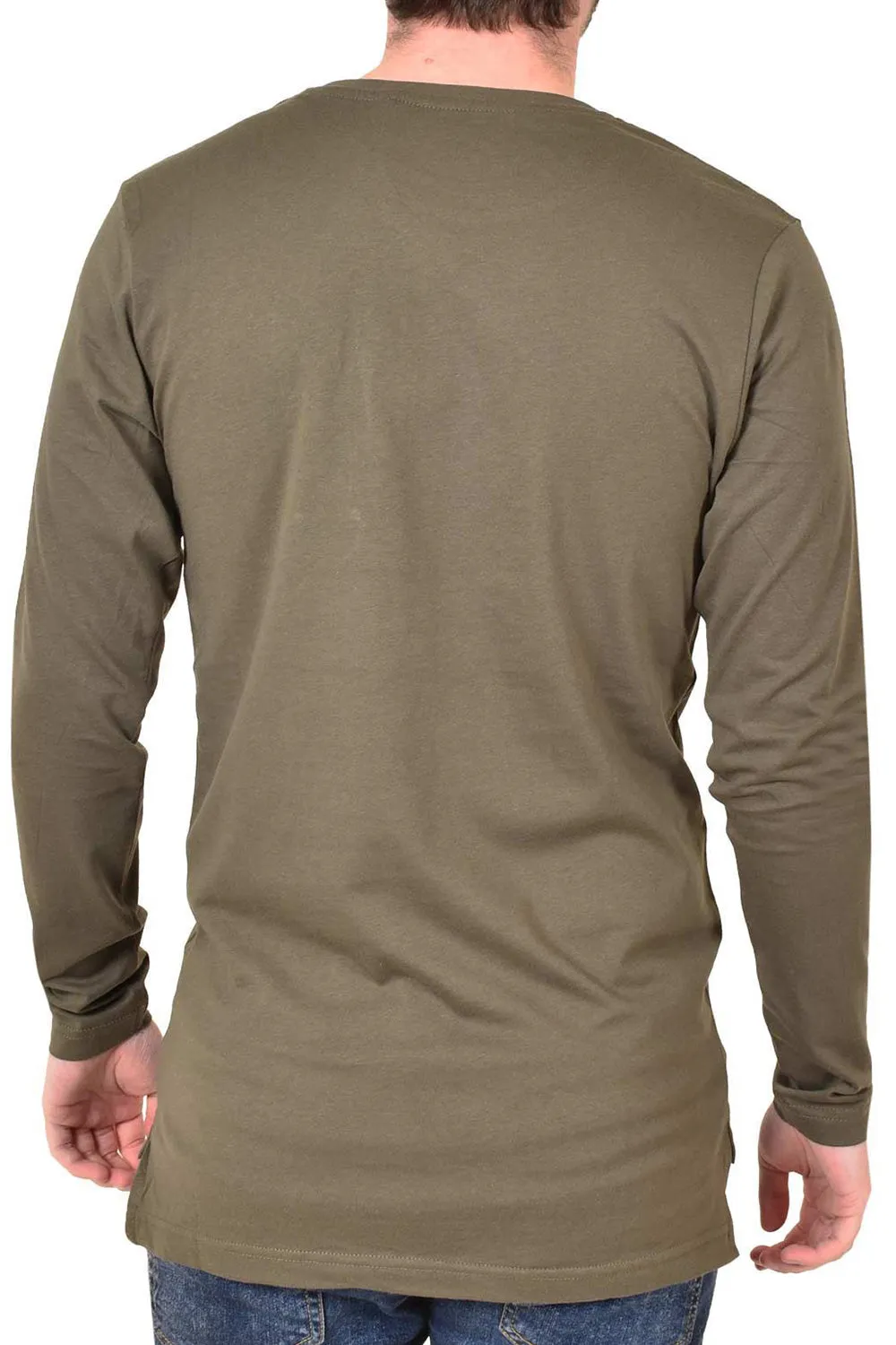 Men Double Zip Crew Neck Long Sleeve Shirts - S/M