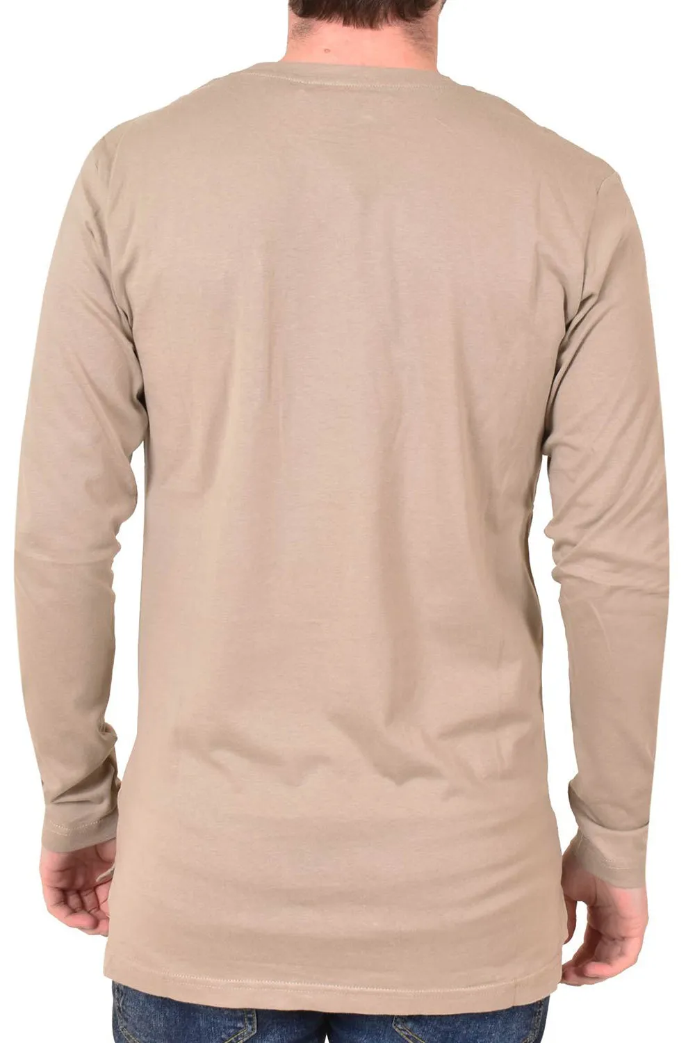 Men Double Zip Crew Neck Long Sleeve Shirts - S/M