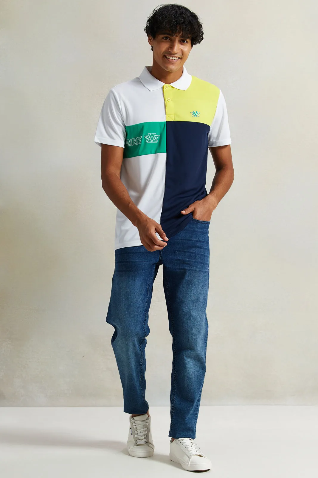 Men Multicolour Colour Block Polo Shirt