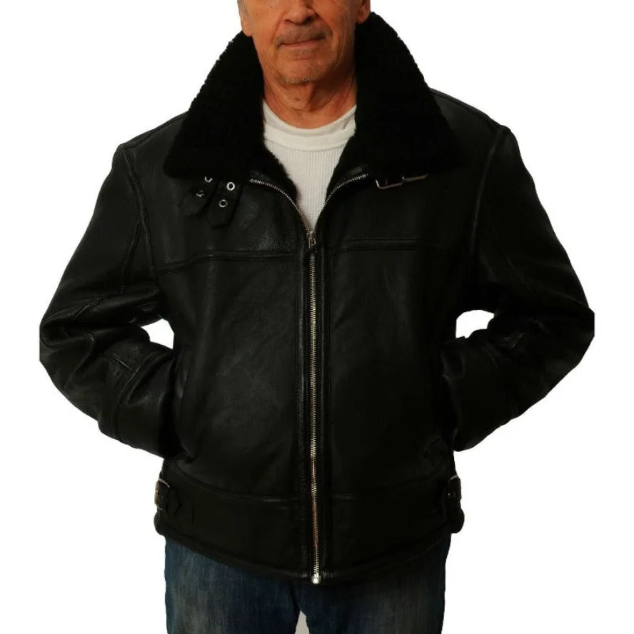 Mens Black Shearling Leather Jacket