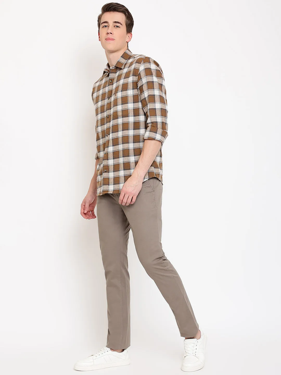 Men's Casual Flat front Light Khaki  Trousers