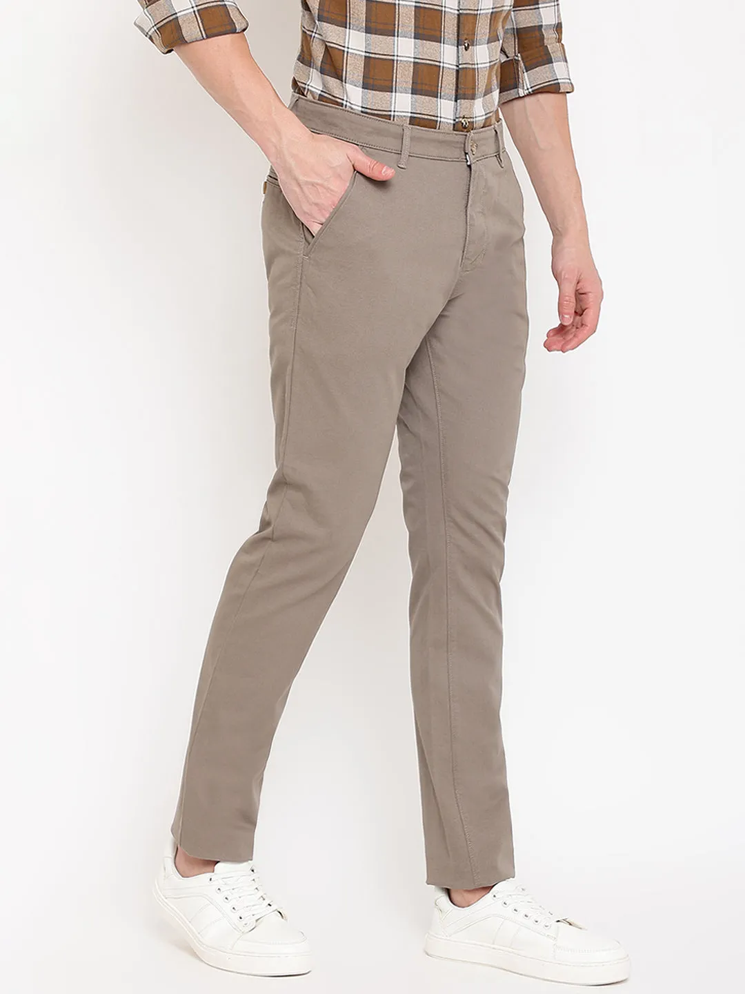 Men's Casual Flat front Light Khaki  Trousers