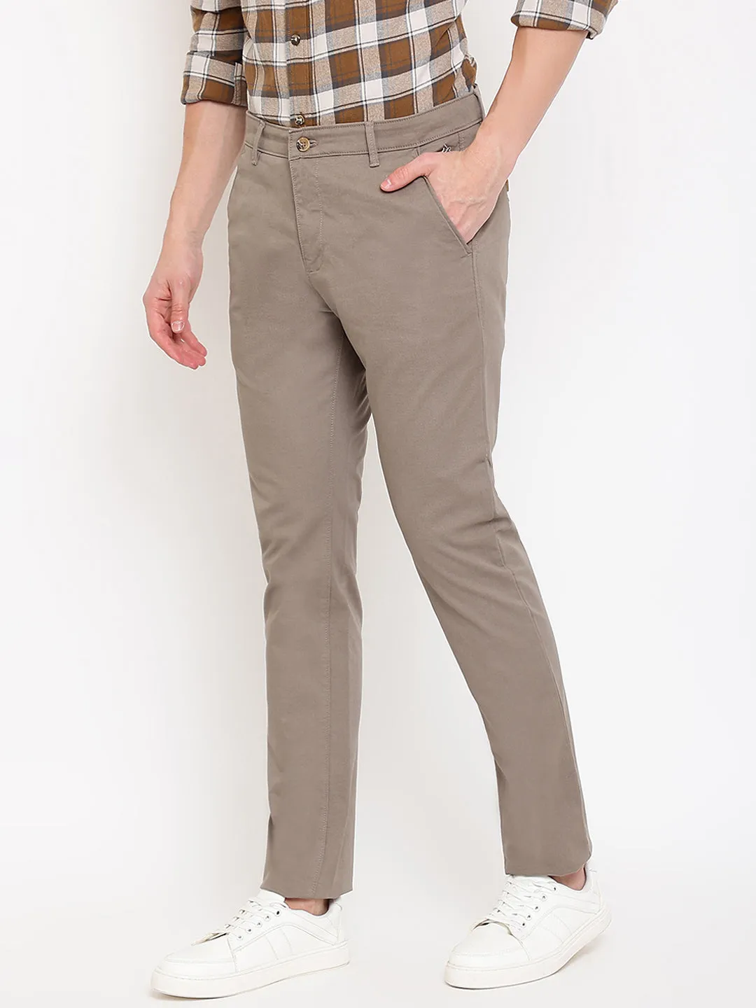 Men's Casual Flat front Light Khaki  Trousers